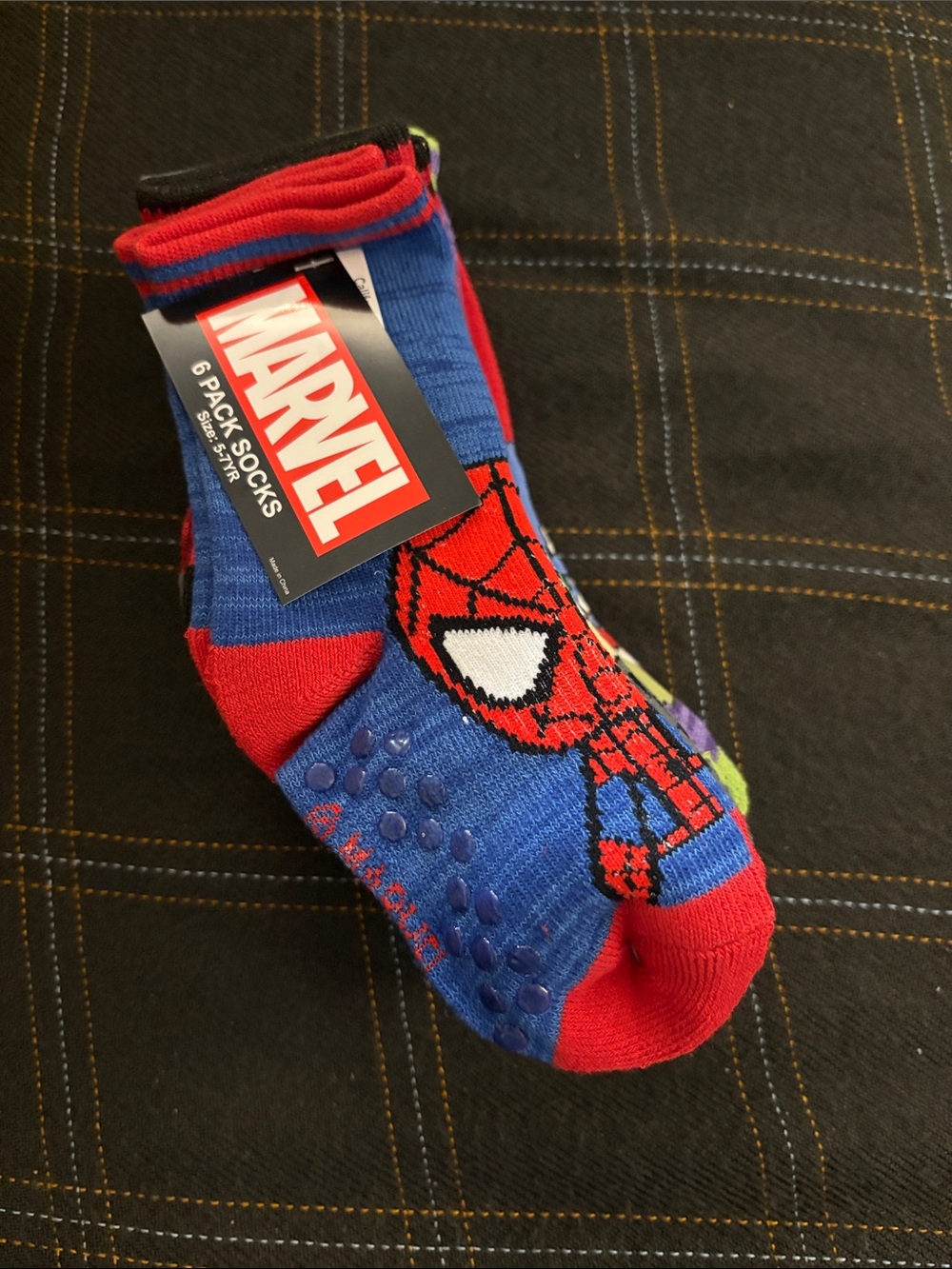 Marvel Boys - Spider-Man Toddler Socks with Grippers, 6 Pack 5-7 YR